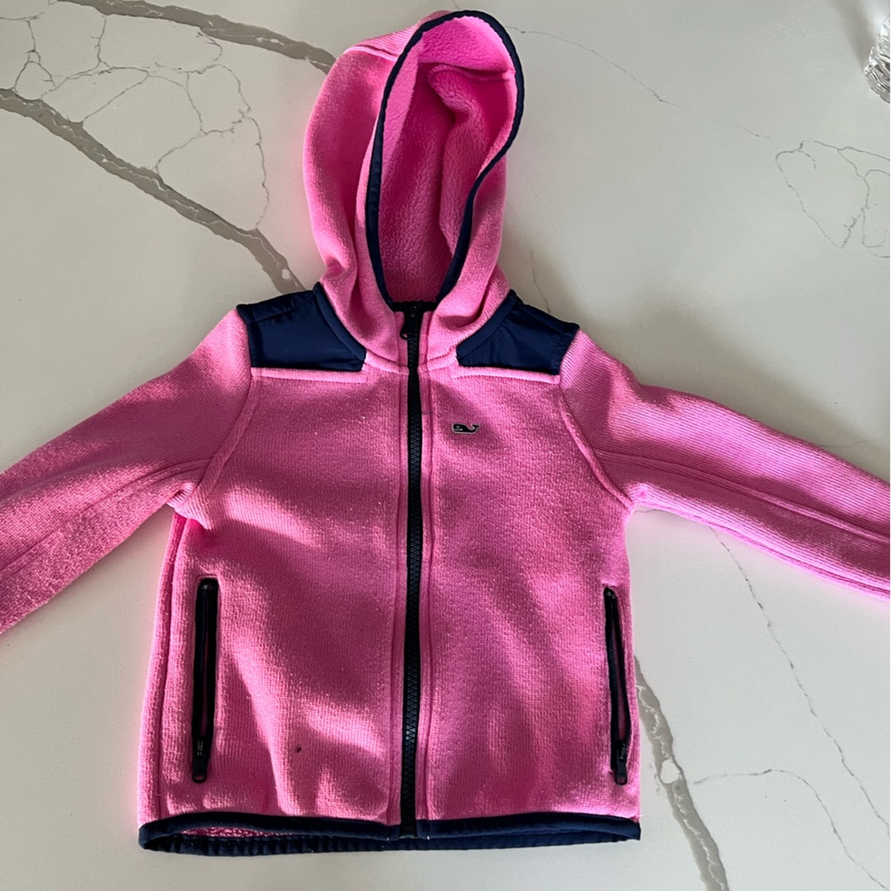 Vineyard Vines Size 2T Pink and Navy Zipup Sweatshirt.